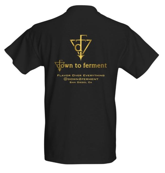Down To Ferment back view of tshirt with logo. @down2ferment